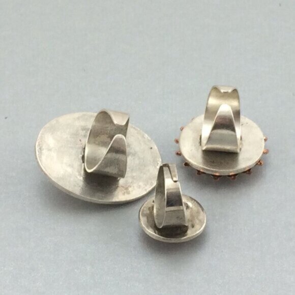 3 Adjustable Costume Rings Red Purple Silvertone Sparkly Ornate Boho Rhinestone - Picture 11 of 13